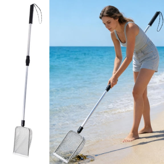 Sand Flea Rake, Stainless Steel Sand Sifter, Shark Tooth Sifter with A 6-Inch Wide Drain Screen for Finding Fleas,Shells and Shark Teeth