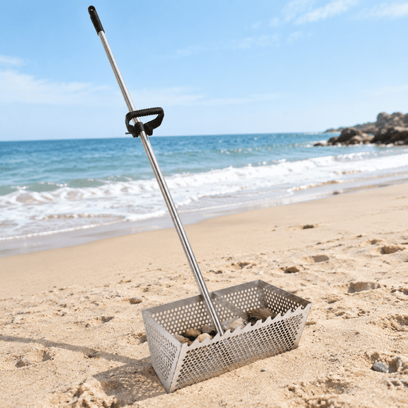 Sand Flea Rake with 16-inch Wide Drain Screen and 51-inch Detachable Handle