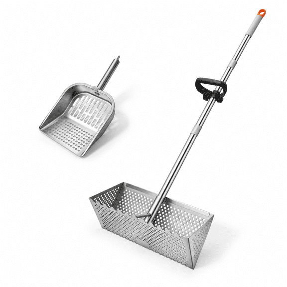 Sand Flea Rake with Beach Shovel, Detachable Long Handle Sifter for Shark Teeth, 16in Width