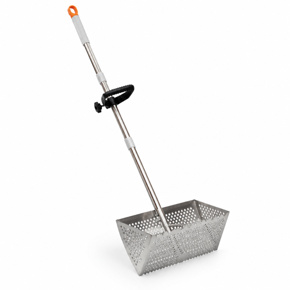 Sand Flea Rake with Detachable Long Handle, 16in Wide Beach Sifter for Shark Teeth and Sand Fleas