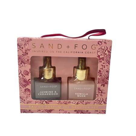 Sand + Fog Eau De Parfum Oil Dropper Set Jasmine Cedarwood & Vanilla Musk 1 fl oz each
