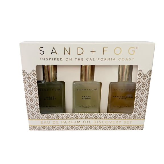 Sand + Fog Eau De Parfum Oil Rollerball Trio: Sugar & Amber, Candy Cloud, Marshmallow Skies