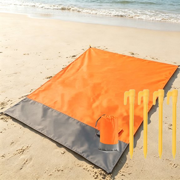 Sand Free Beach Blanket, Beach Blanket Waterproof Sandproof Large Sand Free, Extra Large Beach Mat, Compact Sand Free, Quick Drying Beach Essentials for Vacation, Cruise, Picnic & Camping with Stakes