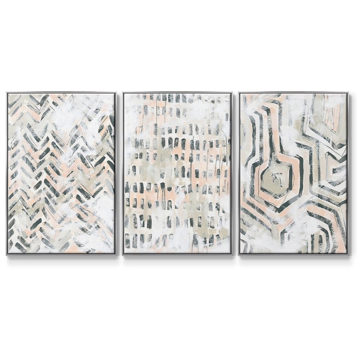Sand Glyphs I - Framed Premium Gallery Wrapped Canvas L Frame 3 Piece Set - Ready to Hang