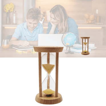 Sand Hourglass Timer, 10 Minute Wooden Sand Timer Mini Desk Clock for Classroom Home Office Games (Yellow)