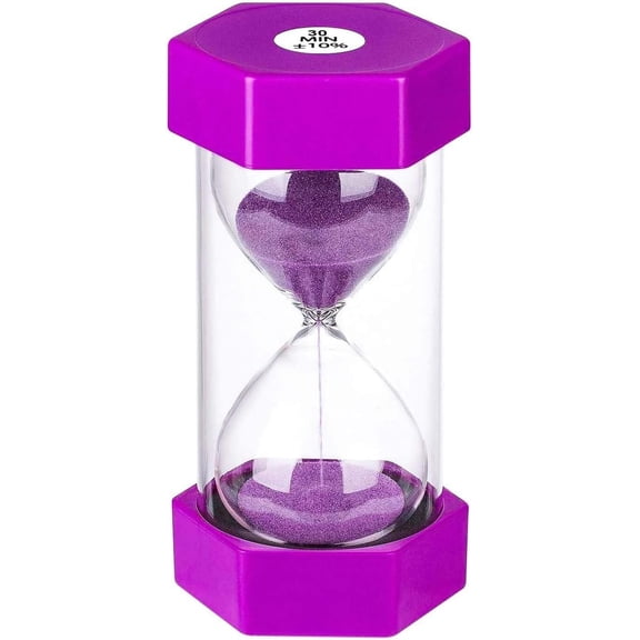 Sand Hourglass Timer 30 Minute: Plastic Sand Clock 30 Minutes, Small Purple Sand Watch 30 Min, Hour Glass Colorful Sandglass Timer for Kids, Games, Classroom, Kitchen, Decorative