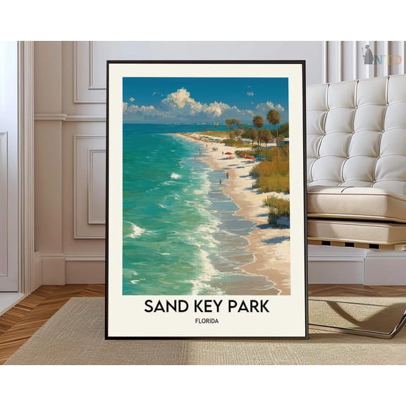 Sand Key Park Clearwater Beach Florida Coastal Wall Art Decor Unframed Paper Print