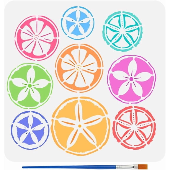 Sand Money Stencil for Painting with Brush 11.8x11.8inch Reusable Sea Urchins Template Hollowed Starfish Pattern Stencil Plastic PET Ocean Theme Template for Wall Floor Decoration DIY Making