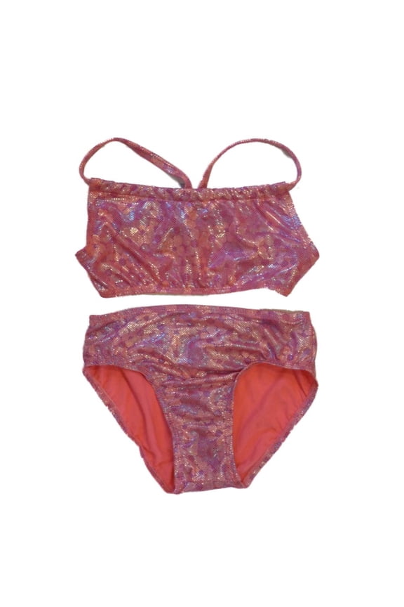 Infant & Toddler Girls 2 Piece Swim Suit Shimmery Pink Bikini 4T
