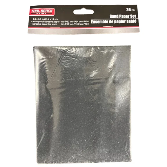 Sand Paper Set 36 Sheets - Woodworking / Metal 4"X4" Fits Handheld Pad Sanders