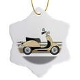 thumbnail image 1 of 3drose, Sand Retro Scooter, 3 inch Snowflake Porcelain Ornament, 1 of 7