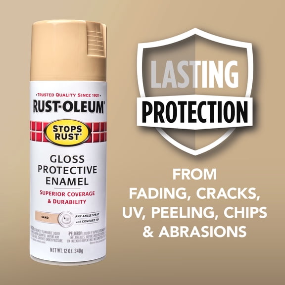 Sand, Rust-Oleum Stops Rust Gloss Spray Paint, 12 oz