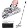 thumbnail image 1 of Sand Scoop with Long Handle, Stainless Steel Metal Detector Sand Scoops, Handheld 2-in-1 Sand Scoop for Beach Metal Detecting for Underwater Treasure Hunting, 1 of 7