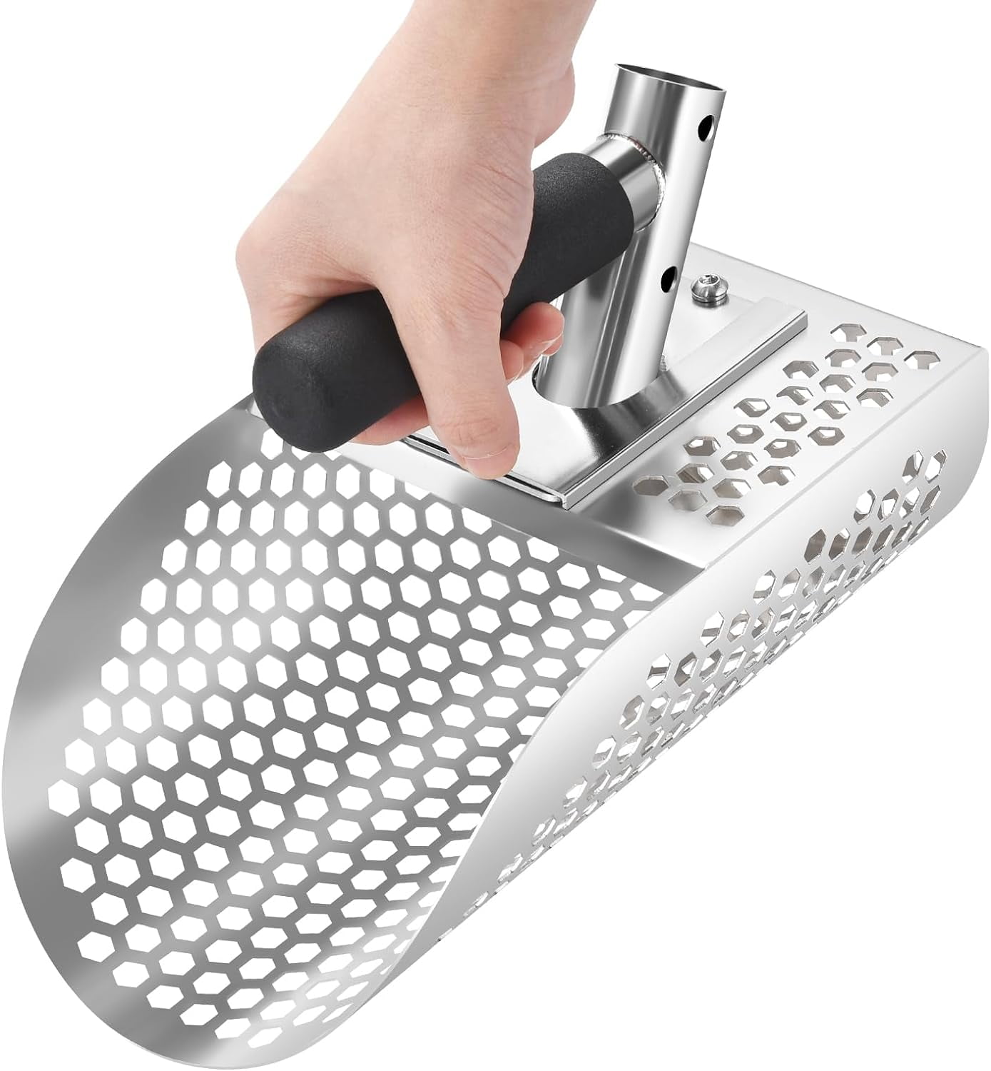 Sand Scoop for Metal Detecting, Heavy Duty Stainless Steel Beach Scoop, Fast Sifting Digging Tool for Metal Detector