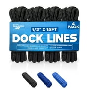 4-Pack Premium Dock Lines – Heavy Duty for Boats, Jet Skis, and Pontoons (1/2"x15')