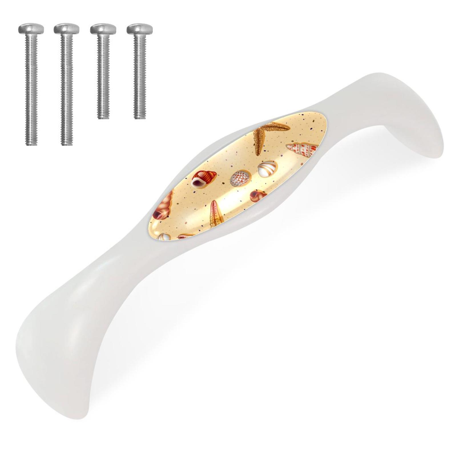 Sand Shells Knob 4 Pack Arched Drawer Pulls Crystal Glass White Knobs