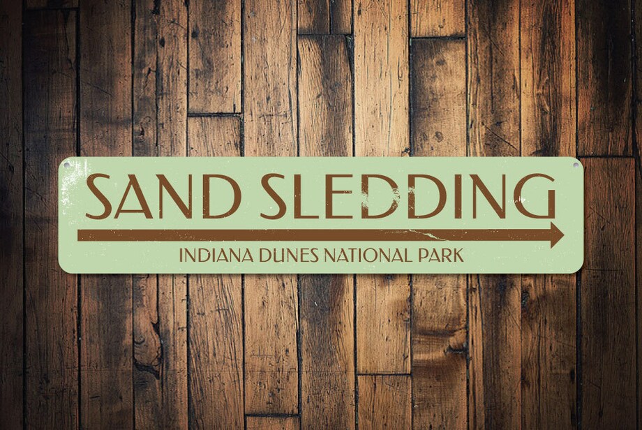 Sand Sledding Sign Personalized National Park Arrow Sign Custom Park