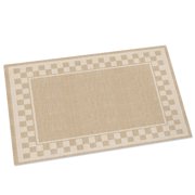 Sand Square Door Mat 16x24 Inch Graphic Brown White Checkered Border Linen Texture Entryway Rug with Non-Slip Rubber, Front Door Mat Indoor Floor Mats for Living Room Bathroom Bedroom Home Office