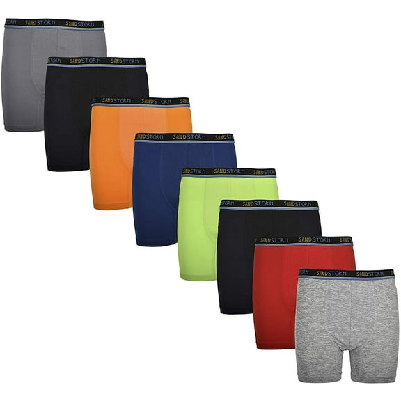 Sand Storm Boys' Boxer Briefs 8-Pack Performance Dri Fusion Tech Compression No Fly Underwear