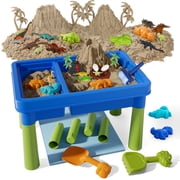Sand Table for Kids, Sensory Table with Sand, Sensory Bin with Lid & 2.6lbs Play Sand, Dinosaur Toys & Sand Toys, Sensory Toys Gifts for Toddler Boys Girls