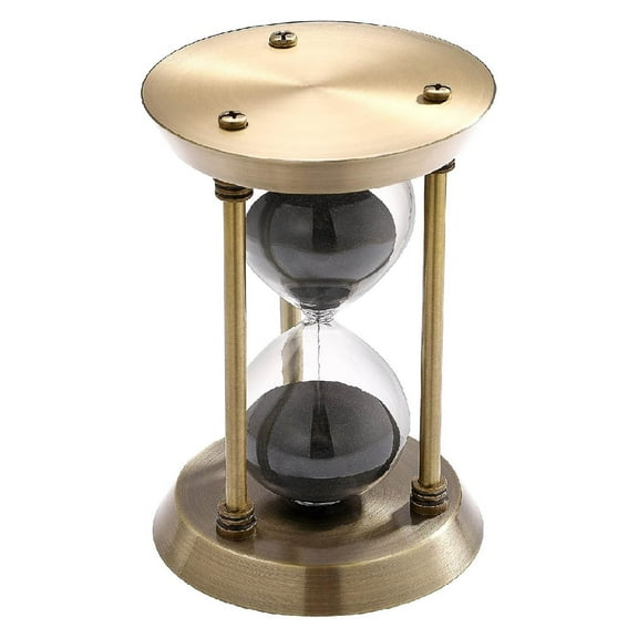 SUWUI Sand Timer 5 Minute Hourglass: Vintage Brass Black Sand Clock, Small Sand Watch 5 Min, Reloj De Arena 5 Minutos,Unique Antique Hour Glass Sandglass for Office Desk Home Gifts Kitchen Decorative