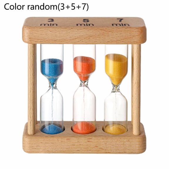 Sand Timer Set 3-7 Min, Beech Glass Hourglass for Kitchen Cooking Classroom Office