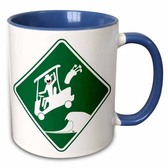 3drose, Sand Trap Dude Green Diamond 2, 11oz Two-tone Blue Mug