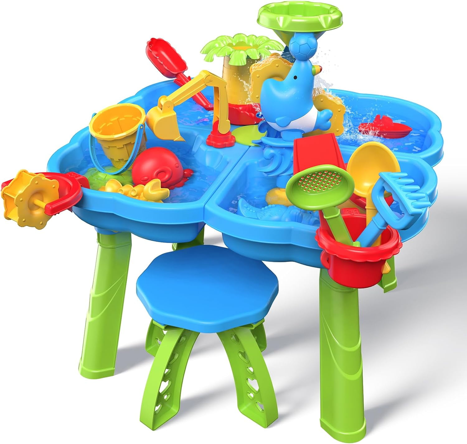 Sand Water Table, 4 in 1 Kids Table Activity Sensory Play Table Beach