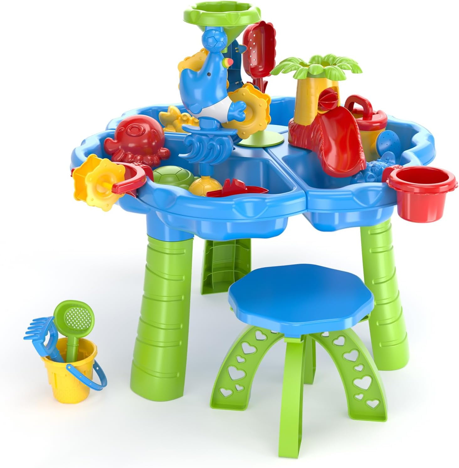 Sand Water Table for Toddlers, 3 in 1 Beach Toys for Kids Boys Girls