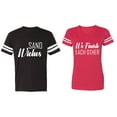 thumbnail image 1 of Sand Wishes We finish Each Other Matching Couple Cotton Jerseys (Men Black / Women Red) (Men M / Women XL), 1 of 3