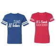 thumbnail image 1 of Sand Wishes We finish Each Other Matching Couple Cotton Jerseys (Men Royal / Women Red) (Men XL / Women L), 1 of 3