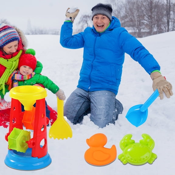 Sand and Water Wheel Beach Toy Set Plastic Outdoor Play Kit with Shovel Funnel for Garden Sandbox Summer Fun 9.8 Inch