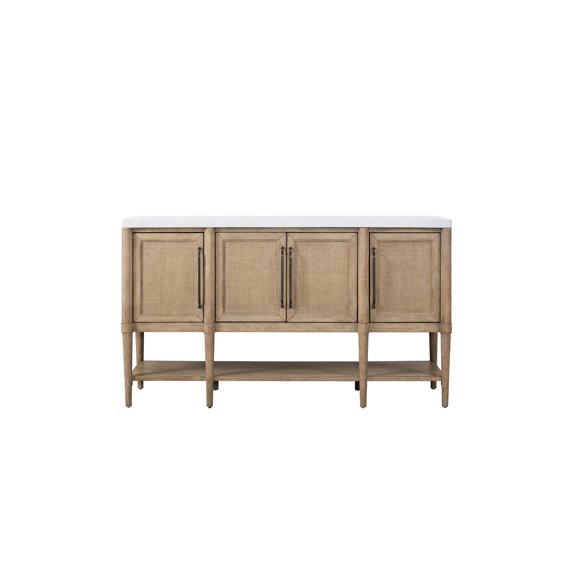 Sand - colored cement top server | Suitable for home entertainment areas, provides side and center storage