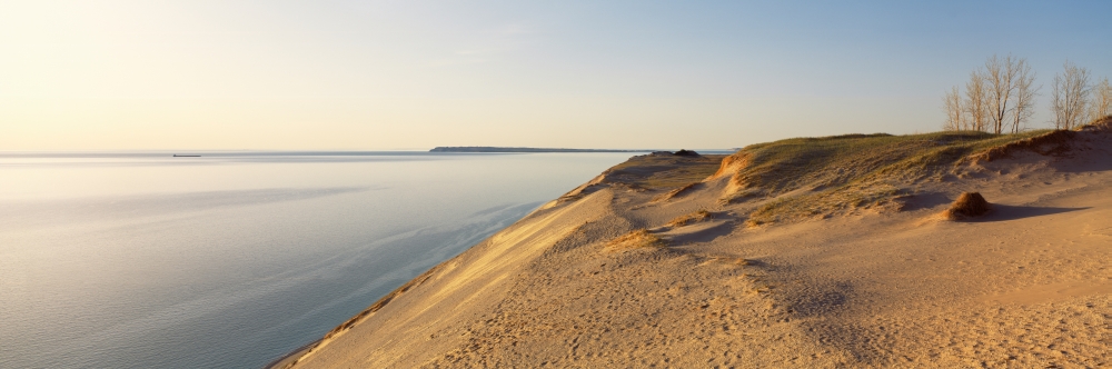 Sand dunes at the lakeside Sleeping Bear Dunes National Lakeshore Lake Michigan Michigan USA Canvas Art - Panoramic Images (6 x 18)