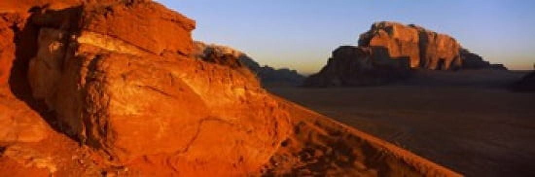 Sand dunes in a desert Jebel Um Ishrin Wadi Rum Jordan Canvas Art - Panoramic Images (18 x 6)