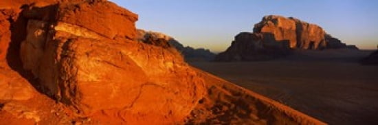 Sand dunes in a desert Jebel Um Ishrin Wadi Rum Jordan Canvas Art - Panoramic Images (36 x 12)