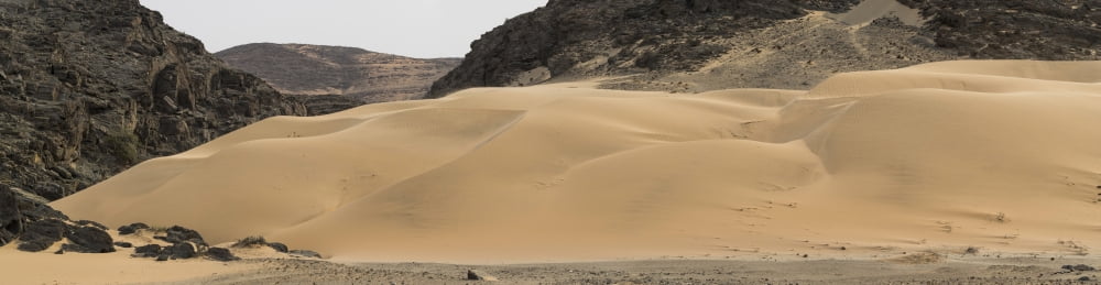 Sand dunes in a desert Kunene River Kunene Namibia Canvas Art - Panoramic Images (36 x 12)