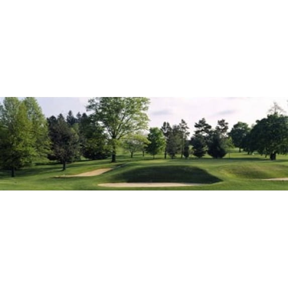 Sand traps on a golf course, Baltimore Country Club, Baltimore, Maryland, USA Poster Print (18 x 6)