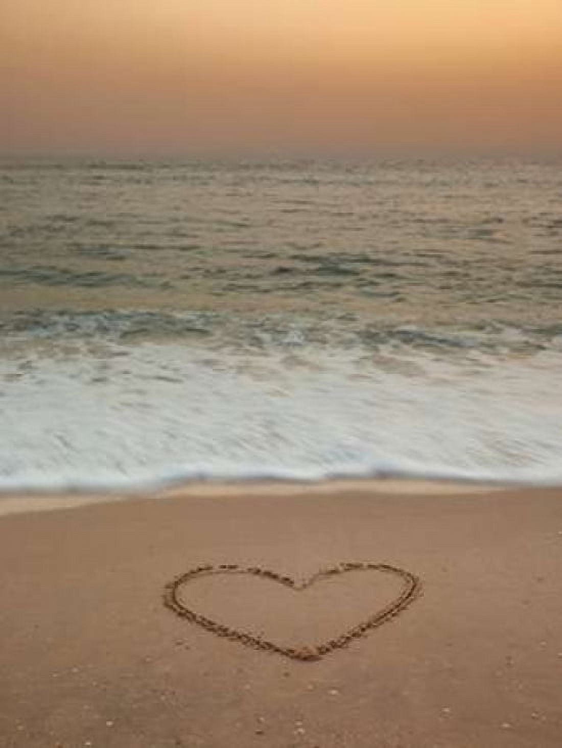 Sand writing - Heart shape drawn on beach Canvas Art - Assaf Frank (22 x 28)