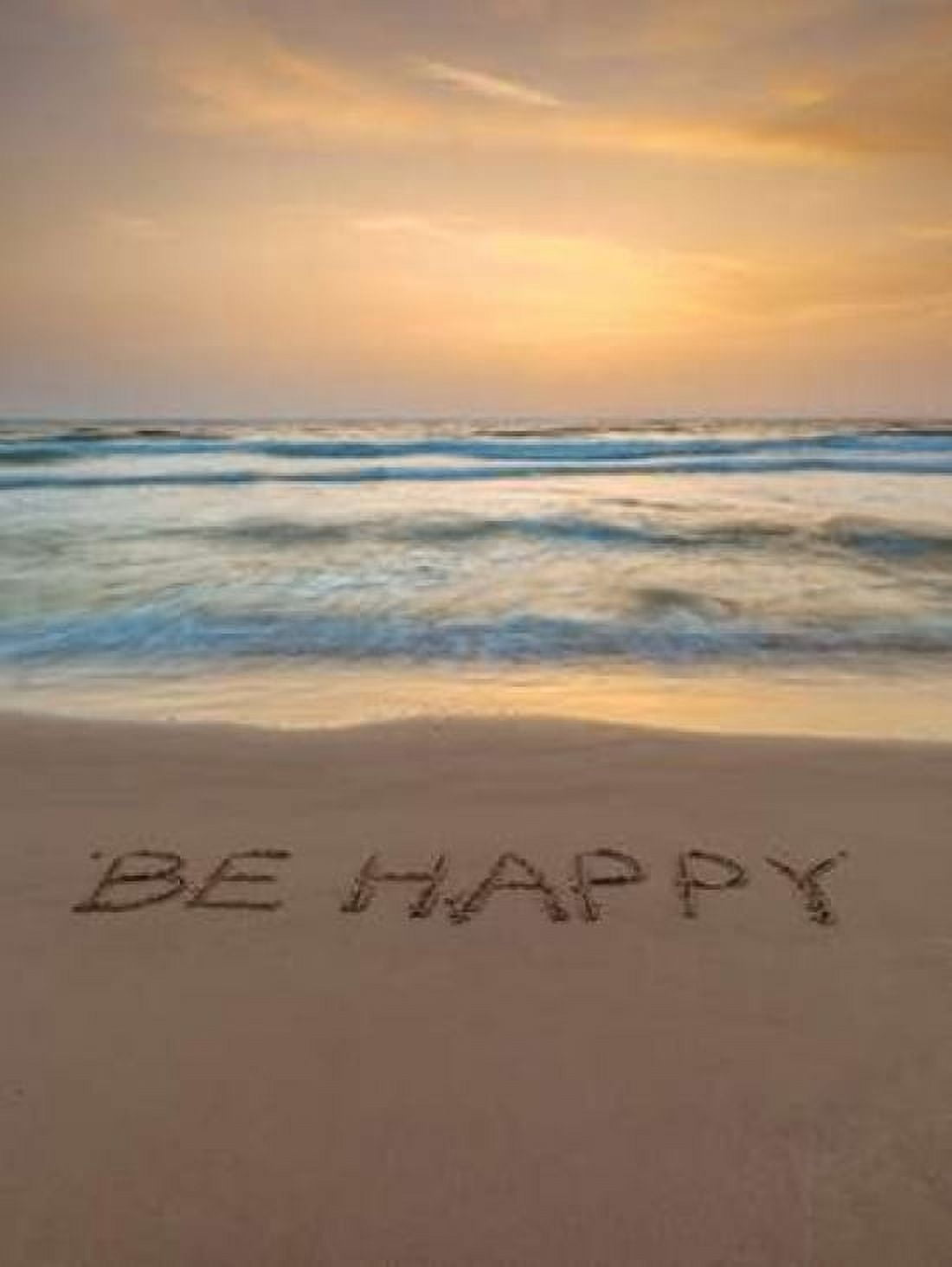 Sand writing - Word Be Happy written on beach Canvas Art - Assaf Frank (18 x 24)