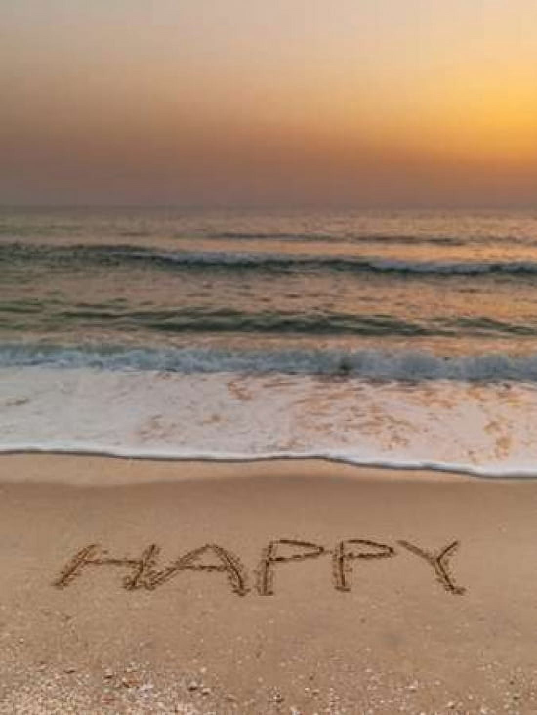 Sand writing - Word Happy written on beach Canvas Art - Assaf Frank (18 x 24)