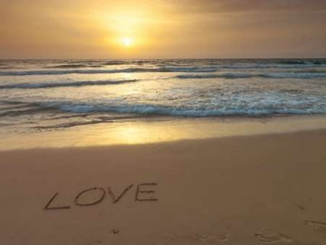 Sand writing - Word Love written on beach Canvas Art - Assaf Frank (18 x 24)