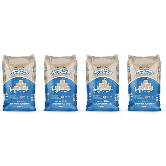 Sandpiper 25 Pound Multi-Use Play Sand, 4 Pack, White, for sandboxes and creative play
