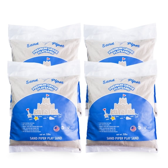Sandpiper Play Sand for Kids, 25 Lbs Silica Sand for Sandbox, Crafts & Sensory, 4 Pack
