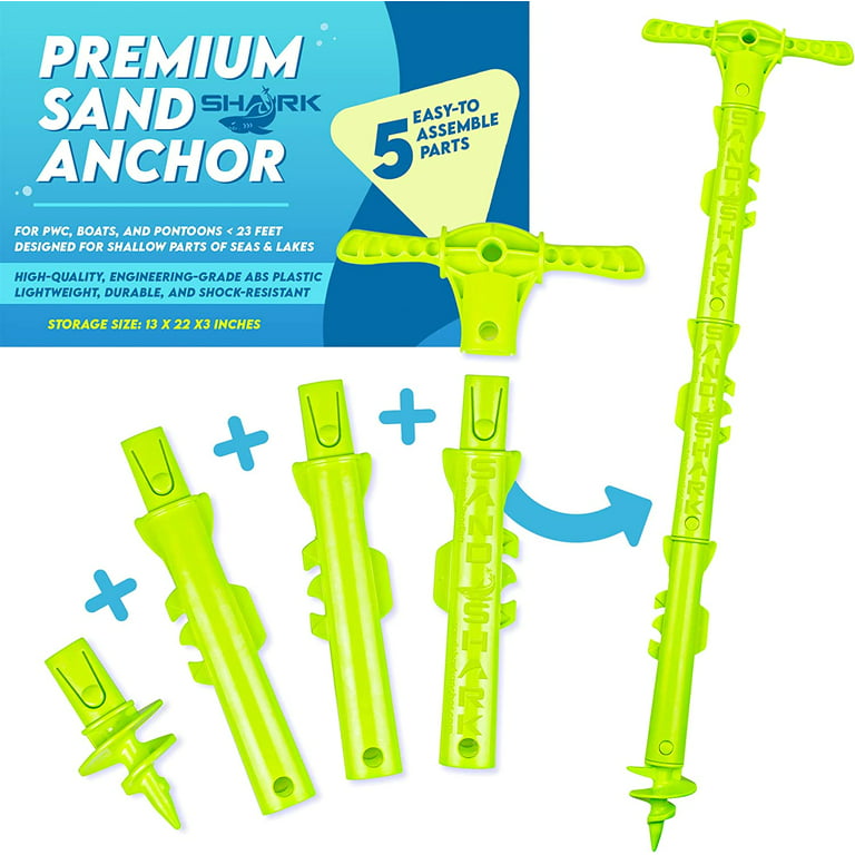 SandShark PVC Sport Shallow Water Beach Sand Boat Anchor, 4 ft PWC and Boats  up to 23' 