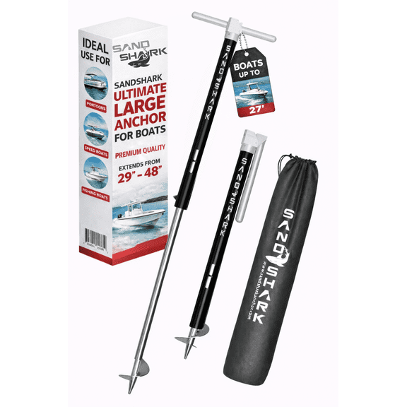SandShark Ultimate Large 2.0 Aluminum and Stainless Steel Shallow Water Anchor for Boats and Pontoons
