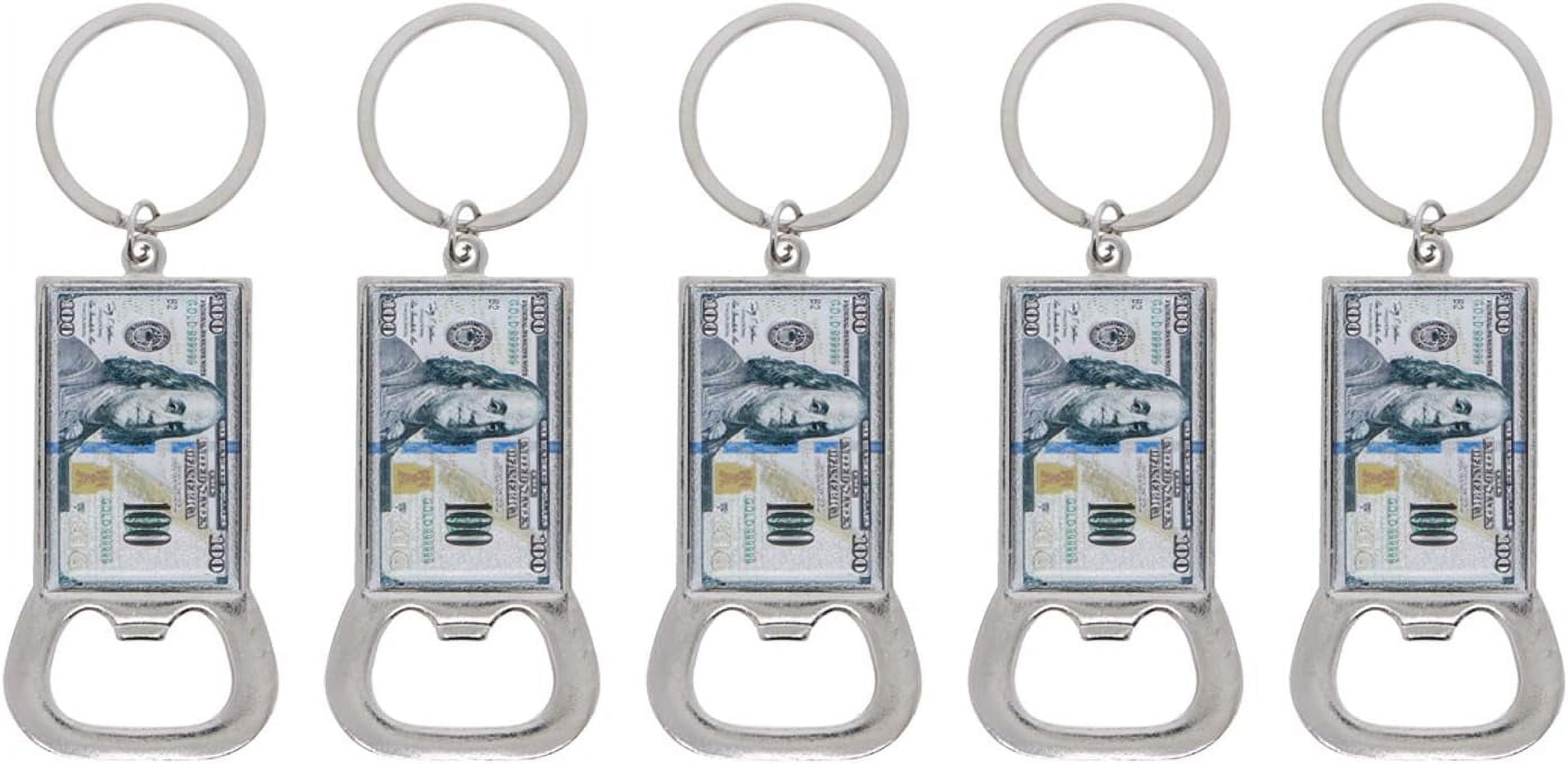 SandT Collection 100 Dollar Bill Metal Bottle Opener Keychain - Set of ...