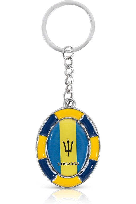 Caribbean Flag Durable Metal Oval Keyring Keychain