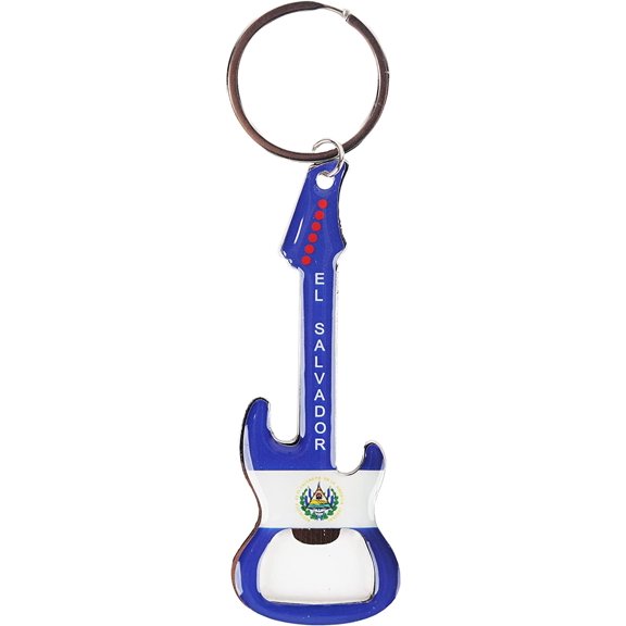 SandT Collection El Salvador Guitar Keychain Bottle Opener Multi-Functional Tool with Guitar Shaped
