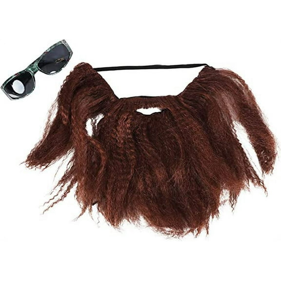 SandT Collection Fake Beard and Mustache Costume with Sunglasses for Adult Unisex - Green